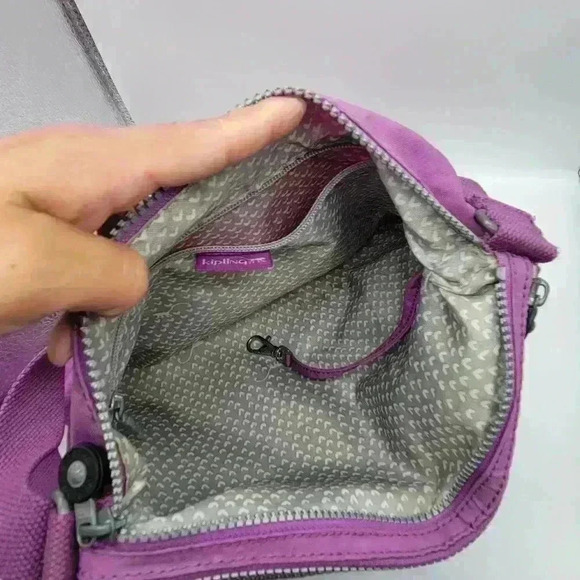 Kipling Alvar Crossbody Bag Travel Purse Purple Adjustable Strap Zip Closure - Picture 7 of 12